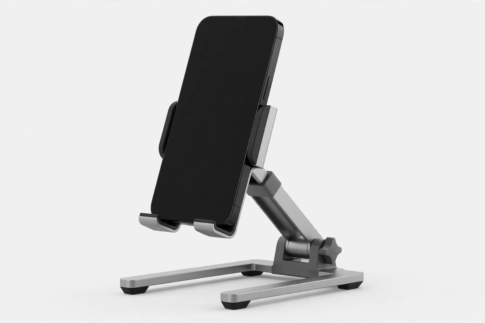 Adjustable phone stand holding a smartphone upright