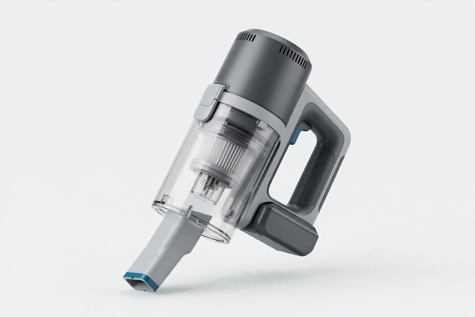 Cordless handheld vacuum cleaner on a plain light background