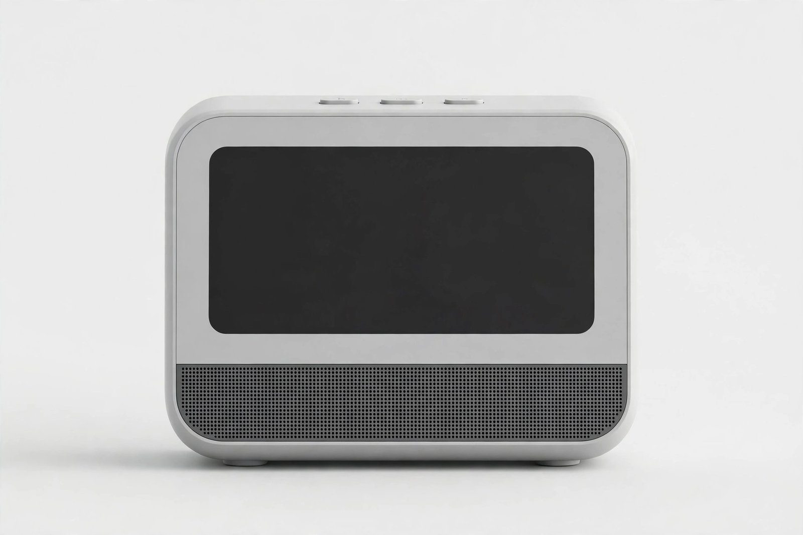 Smart digital alarm clock with a plain display on a plain light background